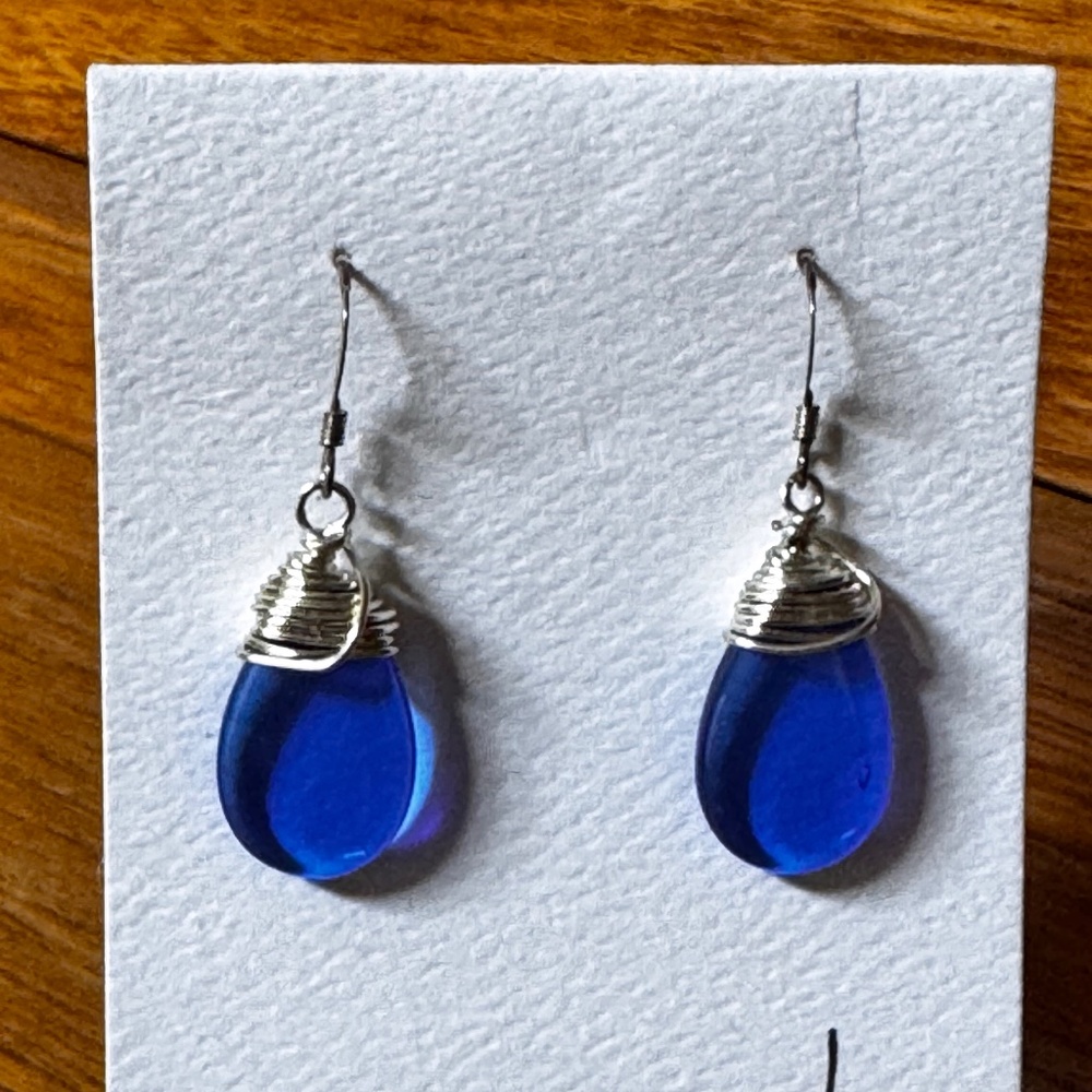 Blue Teardrop Hypoallergenic Earrings